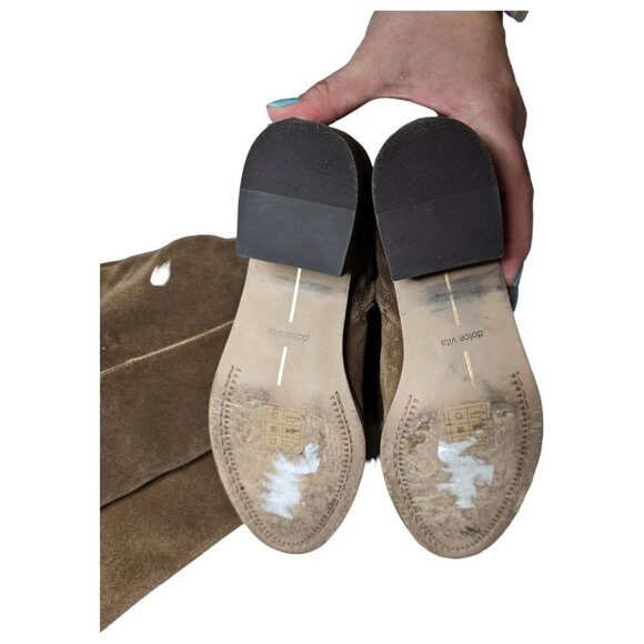 Dolce Vita Kitt Camel Tan Suede Almond Toe Over the Knee Block Heel Boho Boots 6 - Picture 4 of 6